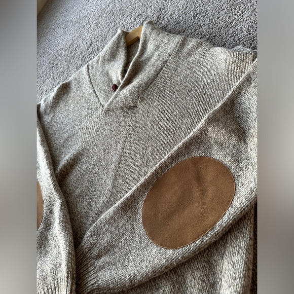 VTG 80s 90s American Eagle Wool Sweater XL Elbow Patches Academia Preppy - Picture 3 of 9